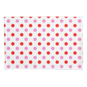 Rot und Pink auf Weiß mit Punkten Design  Kissenbezug