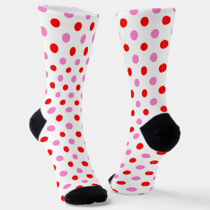 Rot und Pink auf Weiß mit Punkten Design  Socken