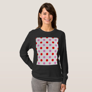 Rot und Pink auf Weiß mit Punkten Design T-Shirt
