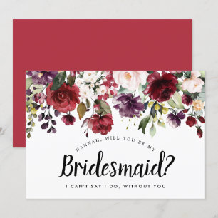 Rot und Rosa Blüten werden Sie meine Bridesmaid-Ka Einladung