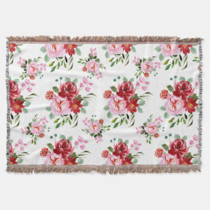 Rot und rosa Blütenmuster - Nahtloses Muster Decke