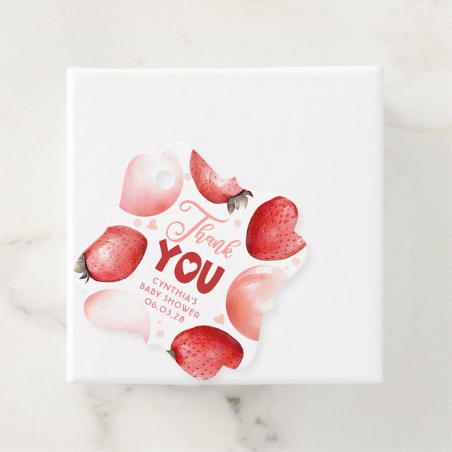 Rot und Rosa Erdbeere Vielen Dank Geschenkanhänger (Beispiel)