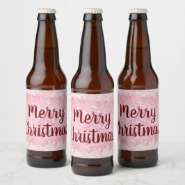 Rot und Rosa Frost Frohe Weihnachten Bierflaschenetikett