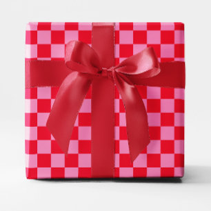 Rot und Rosa kariert Geschenkpapier