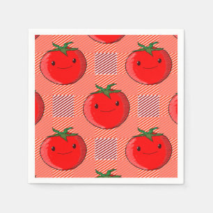 Rot und Rosa Kariertes Tomatenzartmuster Serviette
