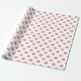 Rot und Rosa Lipstick Kisses Geschenkpapier