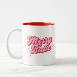 Rot und Rosa Merbabe mit Schneeflocken Zweifarbige Tasse