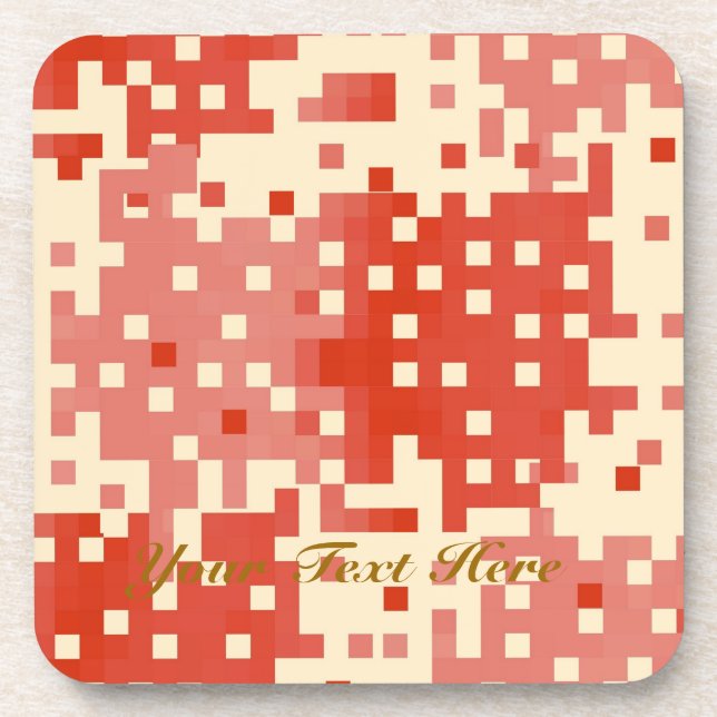 Rot- und rosa Pixel-Muster Untersetzer (Vorderseite)