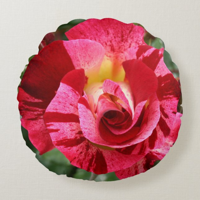 Rot und Rosa Rundes Kissen (Vorderseite)