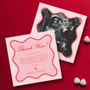 Rot und Rosa Valentinstag Brautparty Dankeskarte