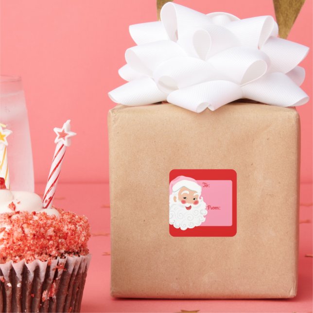 Rot und Rosa Weihnachtsmann bis Weihnachten Quadratischer Aufkleber (Party)