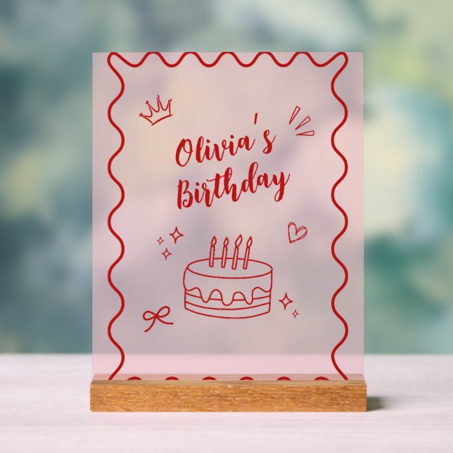 Rot und Rosa zum Geburtstag Acrylschild (Neutral)