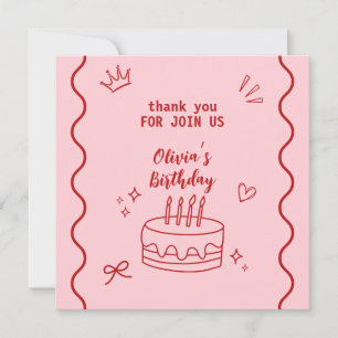 Rot und Rosa zum Geburtstag Dankeskarte
