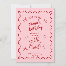 Rot und Rosa zum Geburtstag Einladung