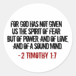 Rot und Schwarz 2 Timothy 1:7 Runder Aufkleber