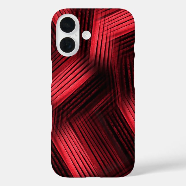 Rot und Schwarz Abstrakt iPhone 16 Hülle (Rückseite)