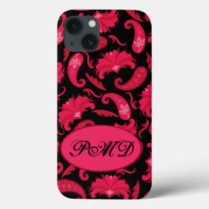 Rot und Schwarz Art Deco Paisley Monogram Case-Mate iPhone Hülle