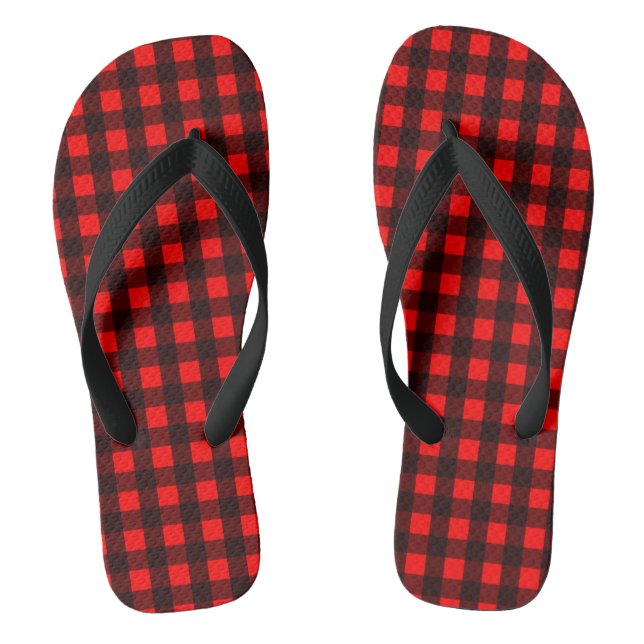 Rot und Schwarz Buffalo Kariert Flip Flops (Fußbett)