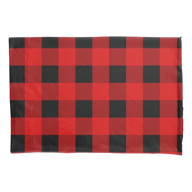 Rot und Schwarz Buffalo Kariert Holiday Gingham Kissenbezug (Vorderseite-Links)