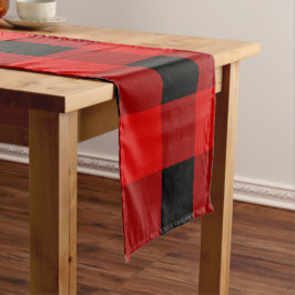 Rot und Schwarz Buffalo Kariert Holiday Gingham Kurzer Tischläufer