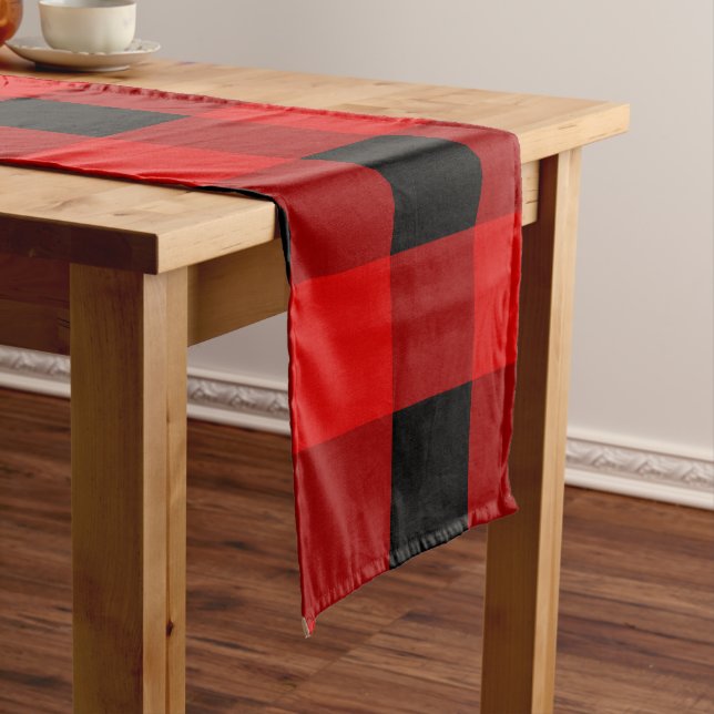 Rot und Schwarz Buffalo Kariert Holiday Gingham Kurzer Tischläufer (Beispiel)