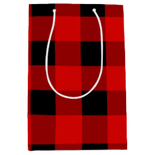 Rot und Schwarz Buffalo Kariert Holiday Gingham Mittlere Geschenktüte