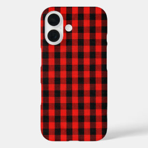 Rot und Schwarz Buffalo Kariert iPhone 16 Hülle