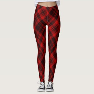 Rot und Schwarz Buffalo Kariert Leggings