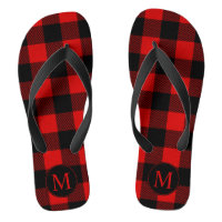 Rot und Schwarz Buffalo Kariert mit Monogramm