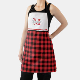 Rot und Schwarz Buffalo Kariert | Monogramm Schürze