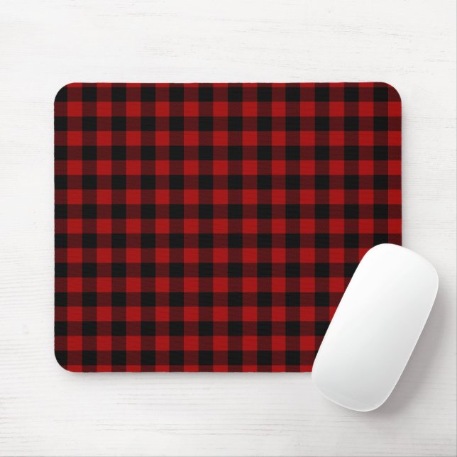Rot und Schwarz Buffalo Kariert Mousepad (Mit Mouse)