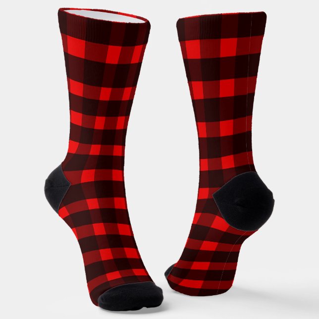 Rot und Schwarz Buffalo Kariert Socken (Gewinkelt)