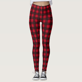 Rot und Schwarz Buffalo Kariert Tartan Gemustert Leggings