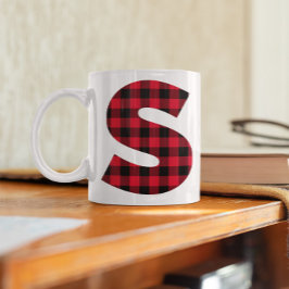 Rot und Schwarz Buffalo Karierter fettformatiger L Kaffeetasse