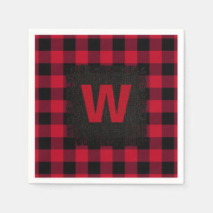 Rot und Schwarz Buffalo Karo Monogram Serviette