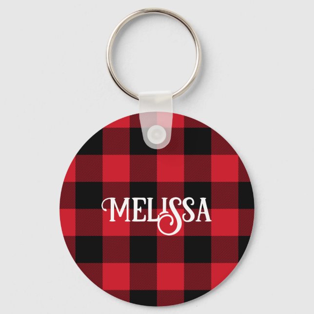 Rot und Schwarz Buffalo Karo Urlaub Spaß Schlüsselanhänger (Vorderseite)
