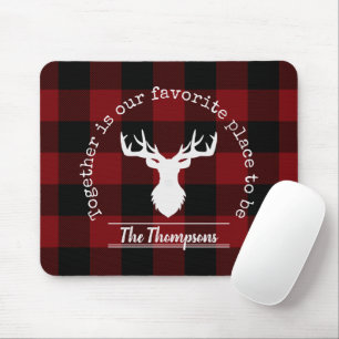 Rot und Schwarz Büffel Karo Hirsch Familienname Mousepad