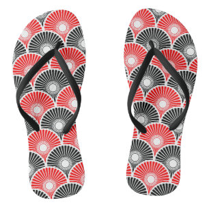 Rot- und Schwarz chinesisches halbkreisförmiges We Flip Flops