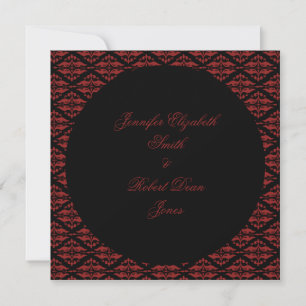Rot und Schwarz Damask Gotische Hochzeitseinladung Einladung