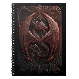 Rot und Schwarz Dragon Spiral Foto Notebook Notizblock