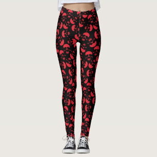 Rot und Schwarz Dunkles Ästhetisches Schädelmust Leggings