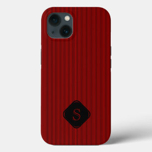 Rot und schwarz, feine Streifen, monogramm Case-Mate iPhone Hülle
