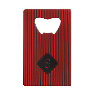 Rot und schwarz, feine Streifen, monogramm Geldbeutel Flaschenöffner