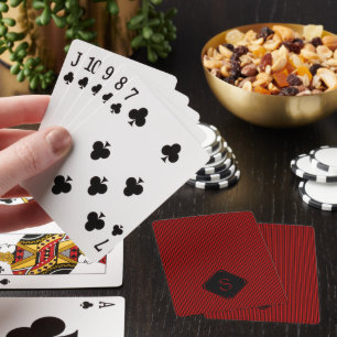 Rot und schwarz, feine Streifen, monogramm Spielkarten