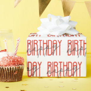 Rot und Schwarz glücklich Geburtstag Geschenkpapier