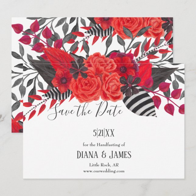 Rot und Schwarz | Gothic Glam Save the Date (Vorne/Hinten)