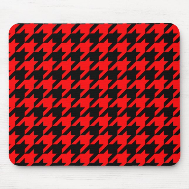 Rot und Schwarz Houndstooth Karo Mousepad (Vorne)
