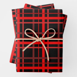 Rot und Schwarz Kariert Geschenkpapier Set