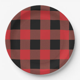 Rot und Schwarz Kariert Pappteller