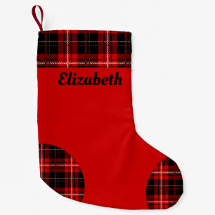 Rot und Schwarz Kariert personalisieren Kleiner Weihnachtsstrumpf